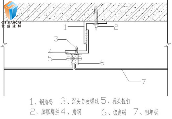 氟碳鋁單板安裝結(jié)構圖1